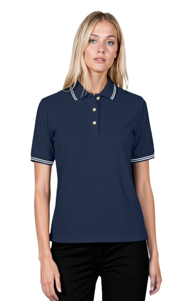Blue Generation Ladies' Superblend Tipped Pique Polo-BG6205