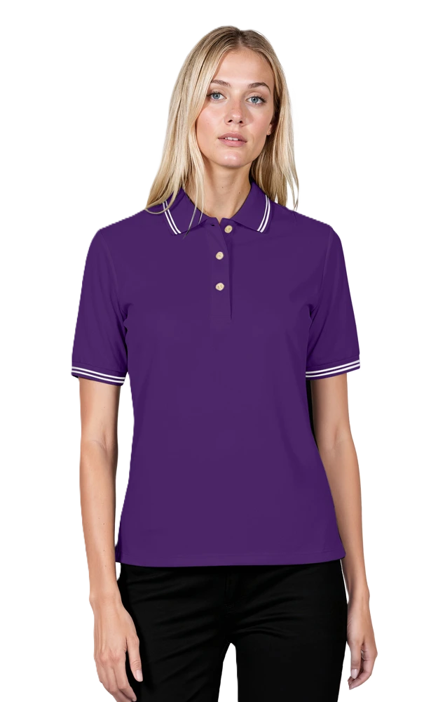 Blue Generation Ladies' Superblend Tipped Pique Polo-BG6205