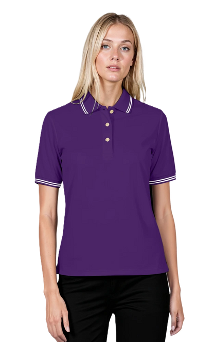 Blue Generation Ladies' Superblend Tipped Pique Polo-BG6205