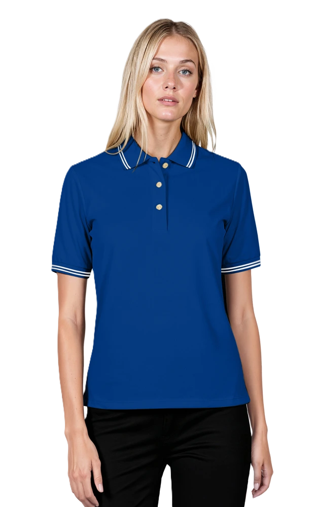 Blue Generation Ladies' Superblend Tipped Pique Polo-BG6205