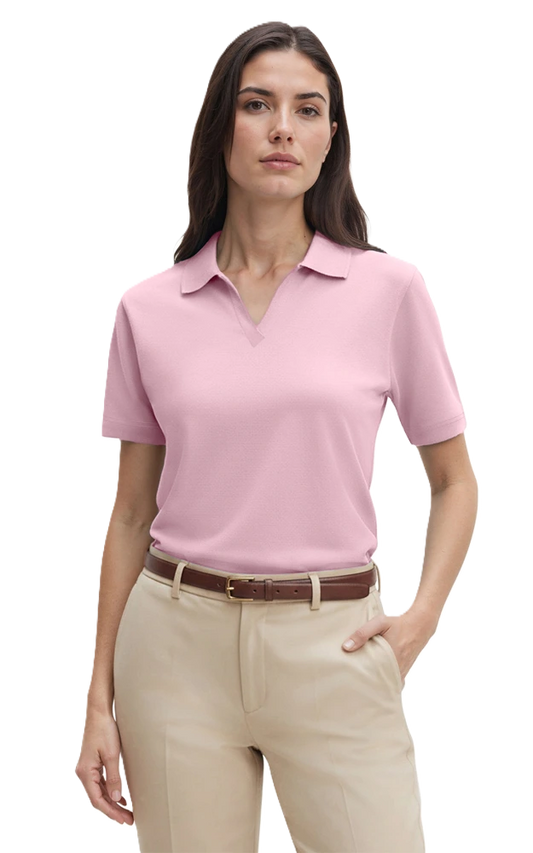 Blue Generation Ladies' Superblend V-Neck Polo-BG6209 -Pink