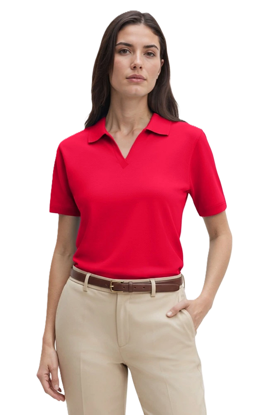 Blue Generation Ladies' Superblend V-Neck Polo-BG6209 -Red