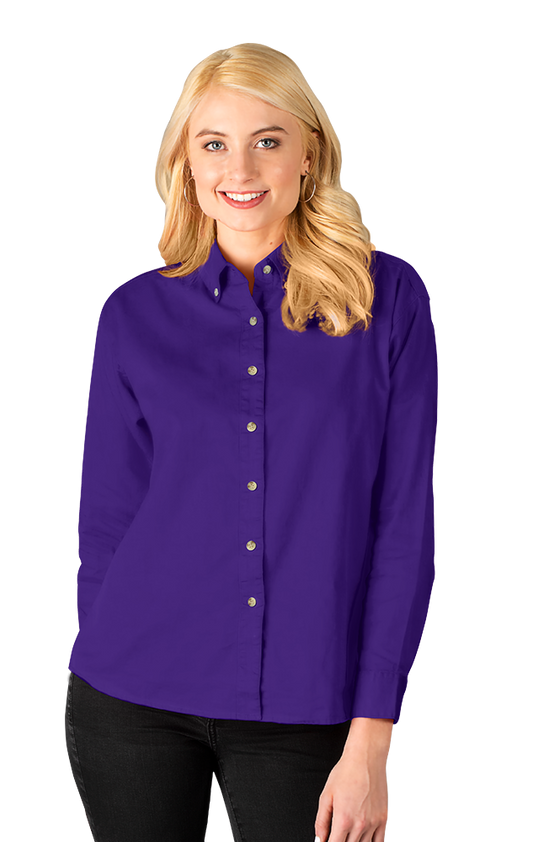 Blue Generation Ladies' L/S 100% Cotton Twill Shirt-BG6213