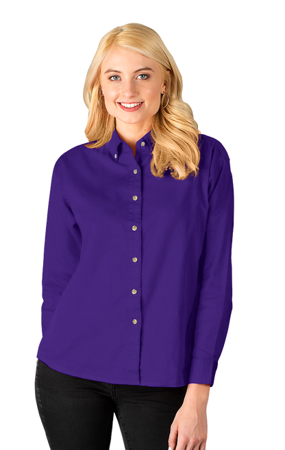 Blue Generation Ladies' L/S 100% Cotton Twill Shirt-BG6213