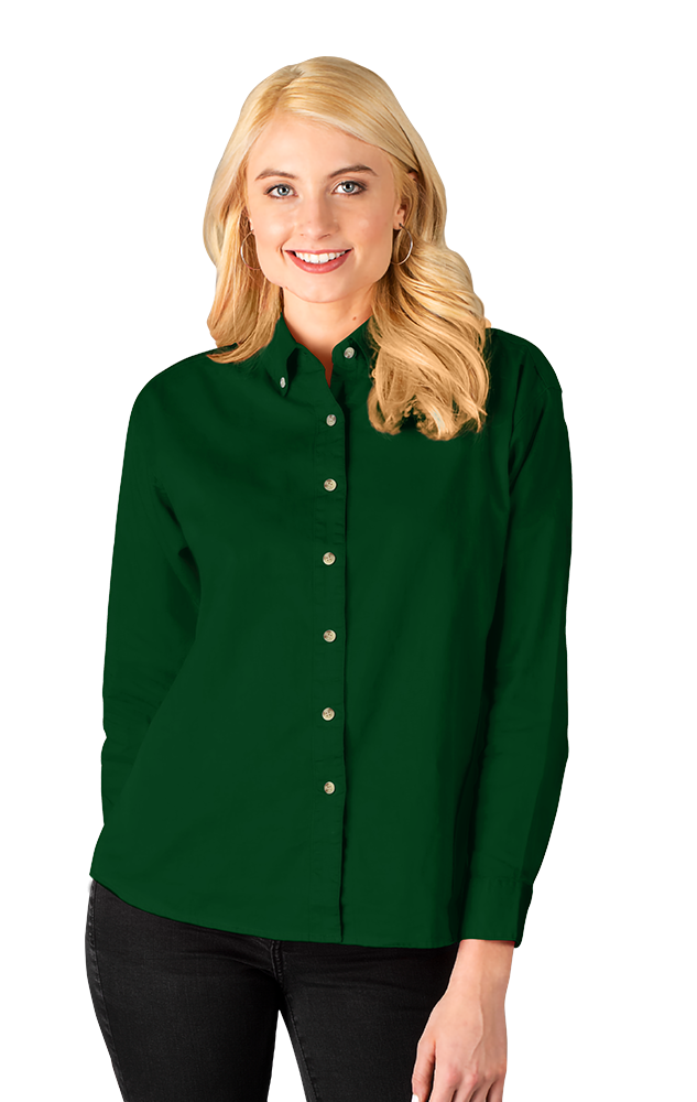 Blue Generation Ladies' L/S 100% Cotton Twill Shirt-BG6213
