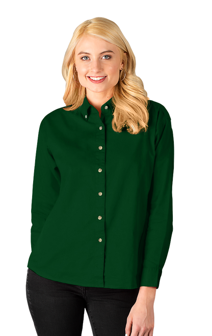 Blue Generation Ladies' L/S 100% Cotton Twill Shirt-BG6213