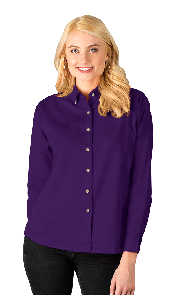 Blue Generation Ladies' L/S 100% Cotton Twill Shirt-BG6213