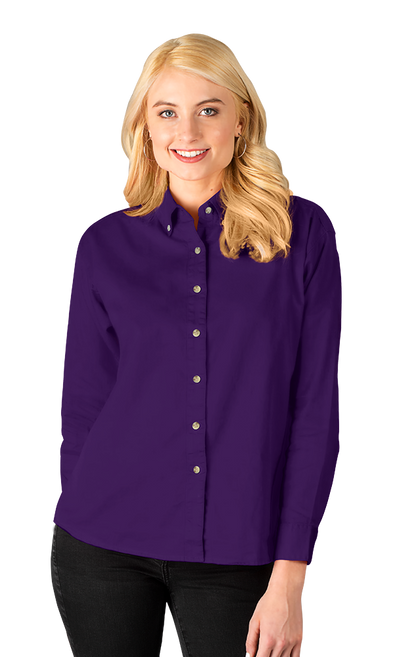 Blue Generation Ladies' L/S 100% Cotton Twill Shirt-BG6213