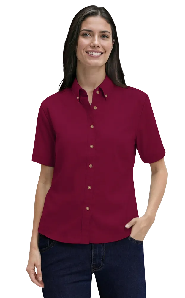 Blue Generation Ladies' Short-Sleeve 100% Cotton Twill Shirt-BG6213S
