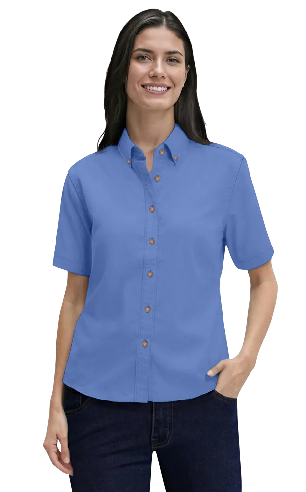 Blue Generation Ladies' Short-Sleeve 100% Cotton Twill Shirt-BG6213S