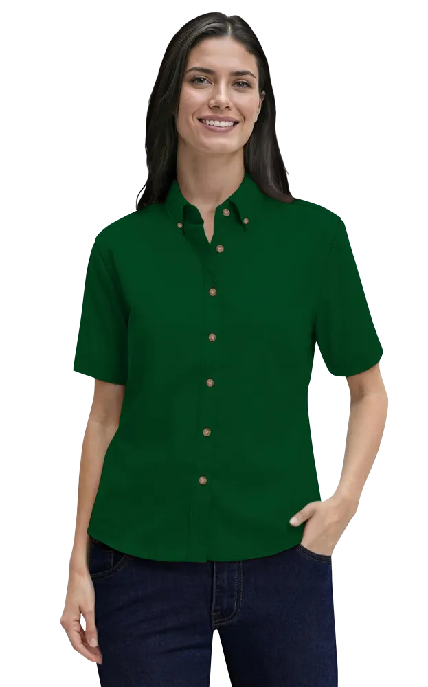 Blue Generation Ladies' Short-Sleeve 100% Cotton Twill Shirt-BG6213S