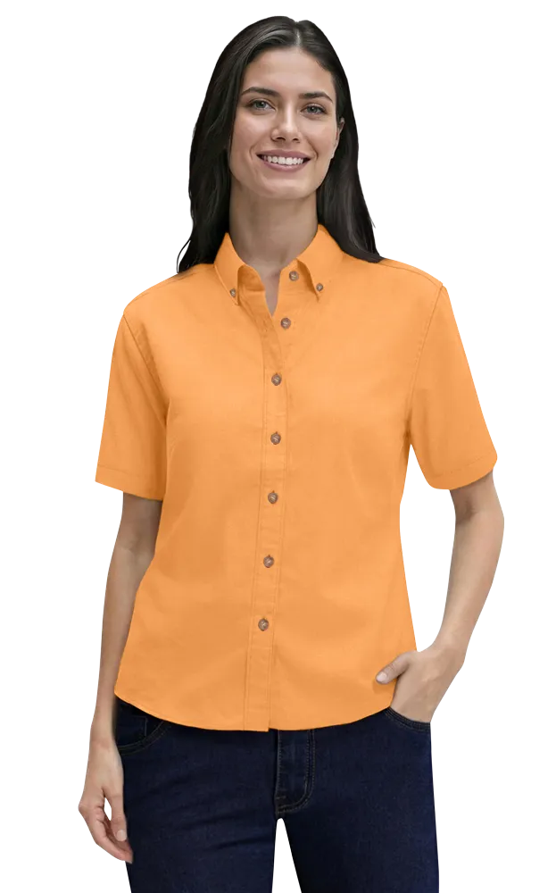 Blue Generation BG6213S Ladies' Short-Sleeve 100% Cotton Twill Shirt