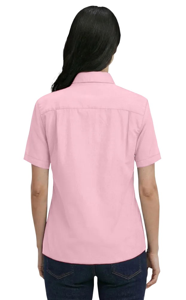 Blue Generation Ladies' S/S 100% Cotton Twill Shirt - BG6213SC - Clearance - Pink (S, M, L, XL, 2XL, 3XL, 4XL)