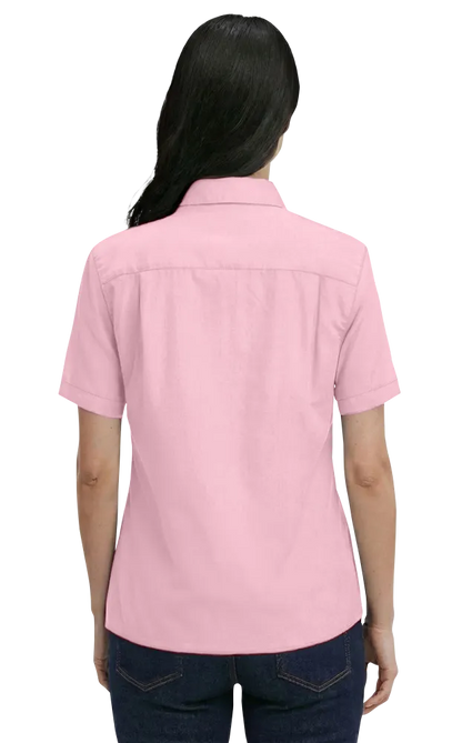 Blue Generation Ladies' S/S 100% Cotton Twill Shirt - BG6213SC - Clearance - Pink (S, M, L, XL, 2XL, 3XL, 4XL)