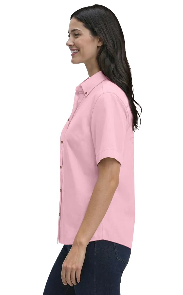 Blue Generation Ladies' S/S 100% Cotton Twill Shirt - BG6213SC - Clearance - Pink (S, M, L, XL, 2XL, 3XL, 4XL)