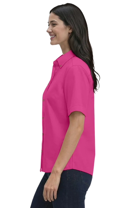 Blue Generation Ladies' S/S 100% Cotton Twill Shirt - BG6213SC - Clearance - Sangria (M, L, XL, 2XL, 3XL, 4XL)