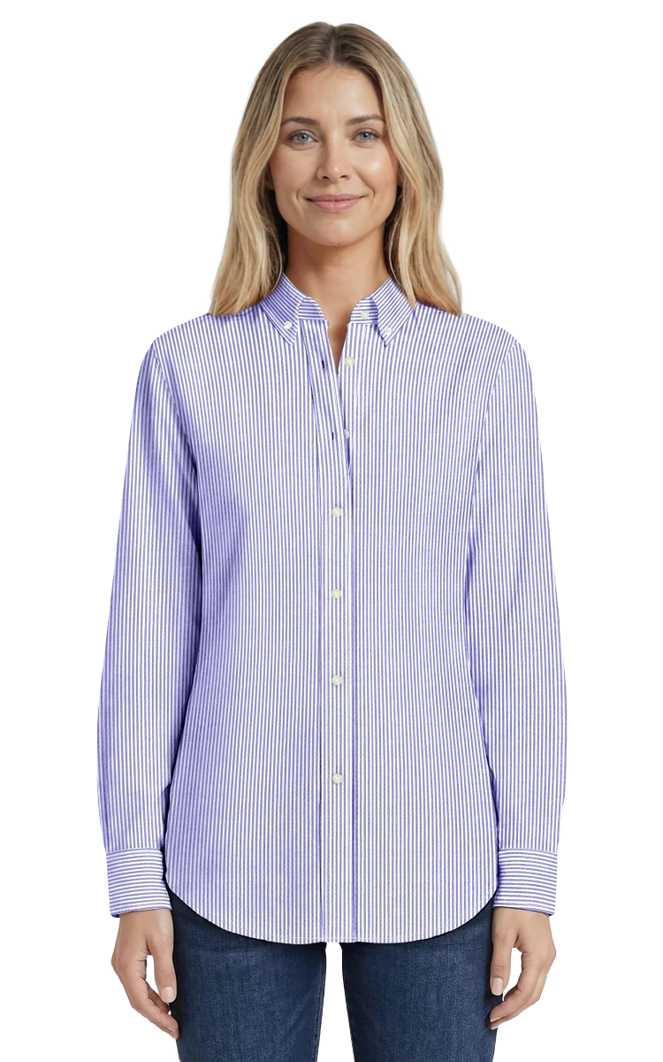 Blue Generation Ladies' L/S Oxford Shirt-BG6214