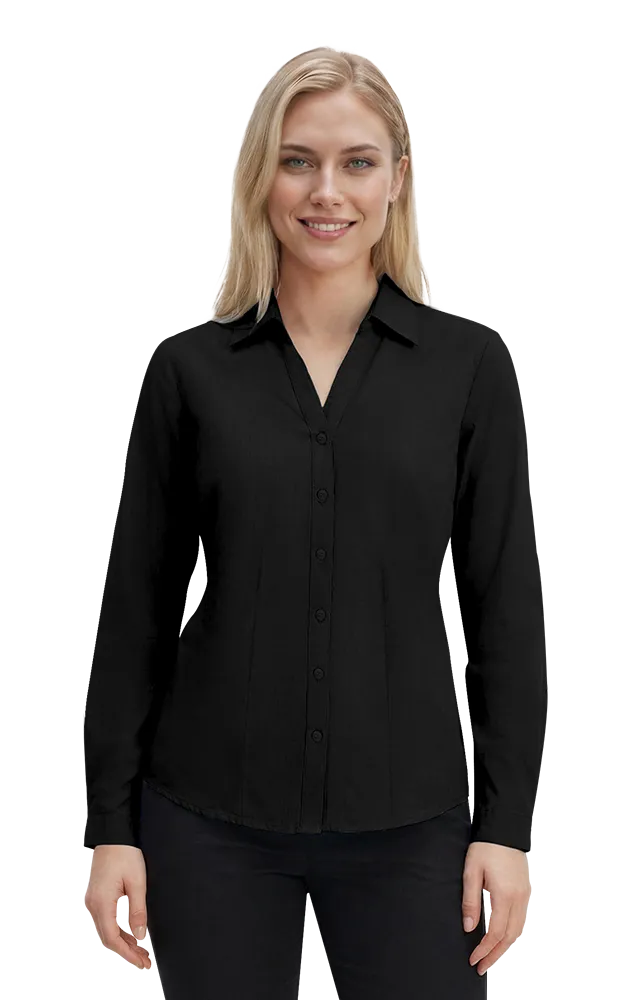 Blue Generation Ladies' L/S Crossweave Shirt-BG6215