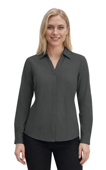 Blue Generation Ladies' L/S Crossweave Shirt-BG6215