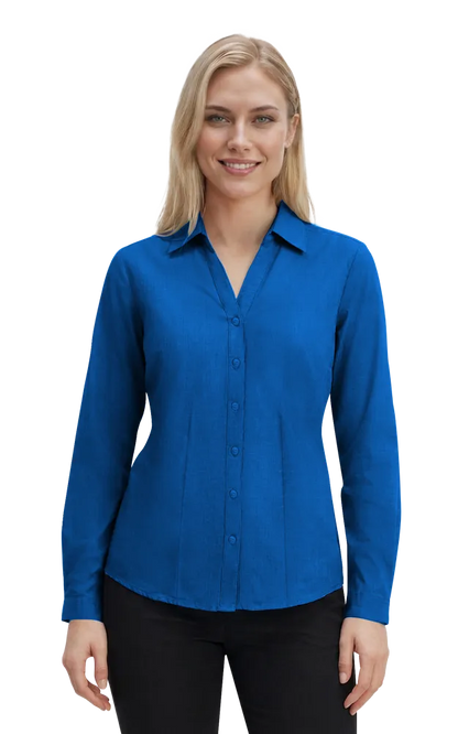 Blue Generation Ladies' L/S Crossweave Shirt-BG6215