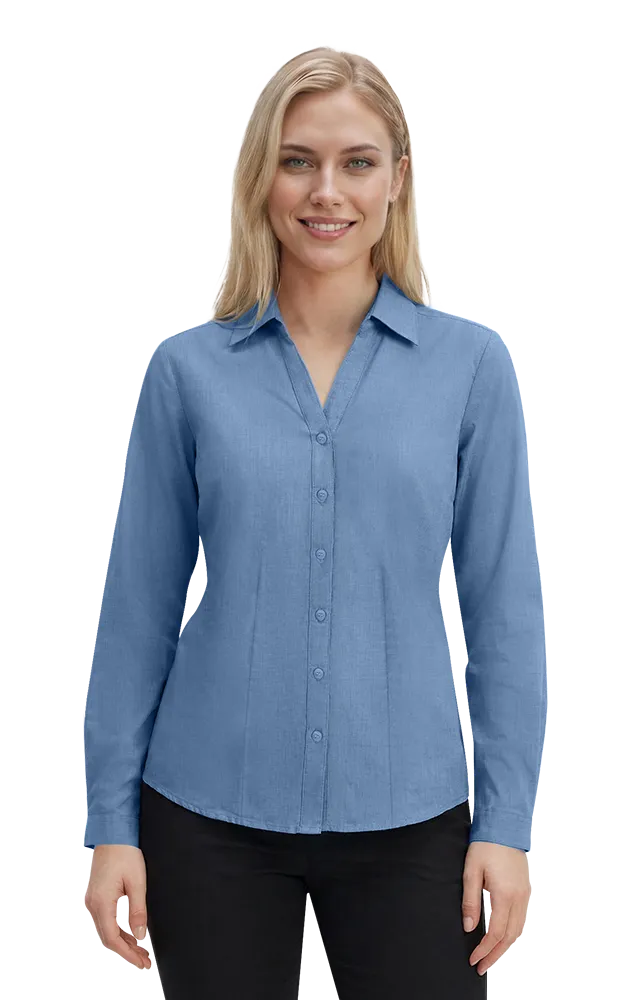 Blue Generation Ladies' L/S Crossweave Shirt-BG6215