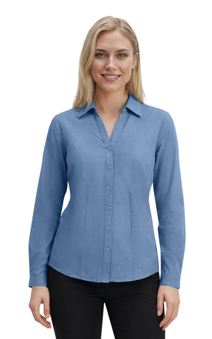 Blue Generation Ladies' L/S Crossweave Shirt-BG6215