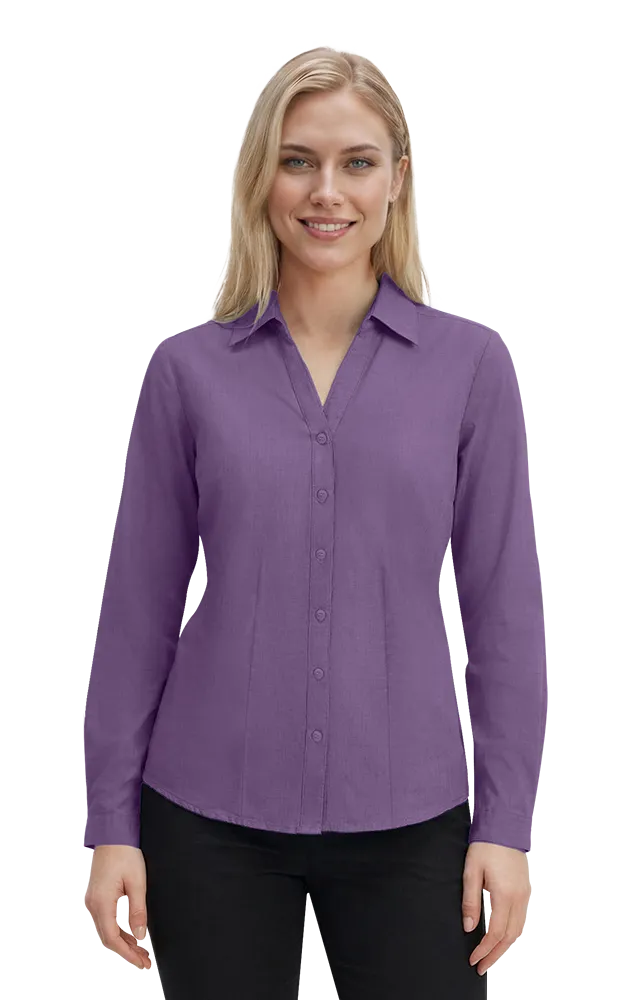 Blue Generation Ladies' L/S Crossweave Shirt-BG6215