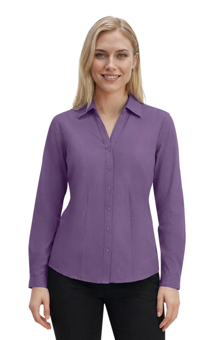 Blue Generation Ladies' L/S Crossweave Shirt-BG6215