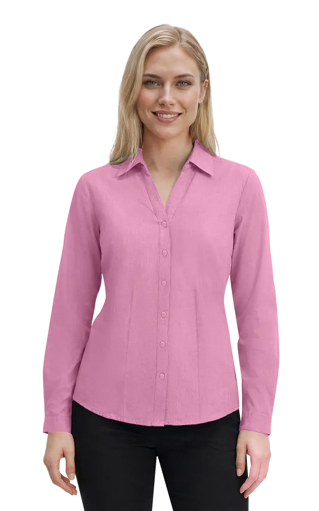 Blue Generation Ladies' L/S Crossweave Shirt-BG6215