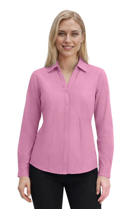 Blue Generation Ladies' L/S Crossweave Shirt-BG6215