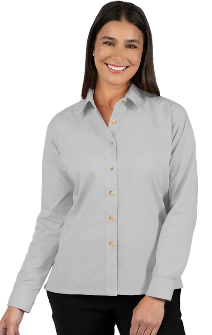 Blue Generation Ladies' L/S Superblend Poplin Shirt with Bone Buttons-BG6216