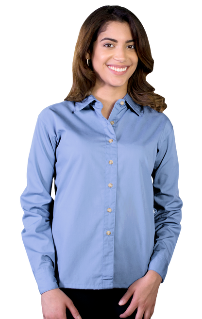 Blue Generation Women Superblend Poplin Shirt with Bone Buttons L/S Shirt