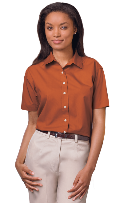 Women Superblend Poplin Shirt with Bone Buttons S/S Shirt