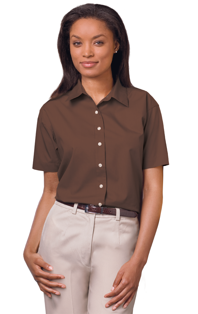 Women Superblend Poplin Shirt with Bone Buttons S/S Shirt