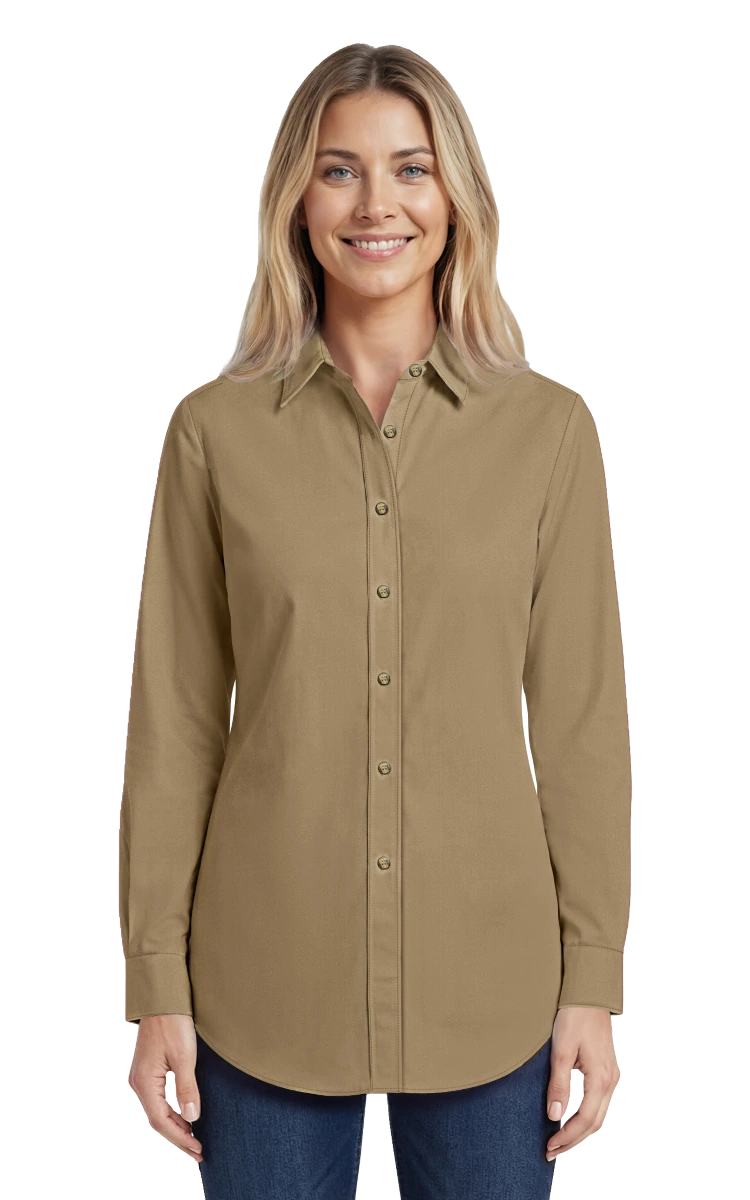 Blue Generation Ladies' Scotchgard Twill L/S Shirt-BG6217