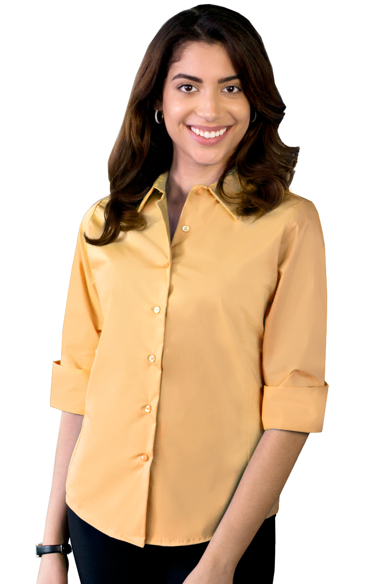 Blue Generation Women 3/4 Sleeve Stretch Poplin Shirt