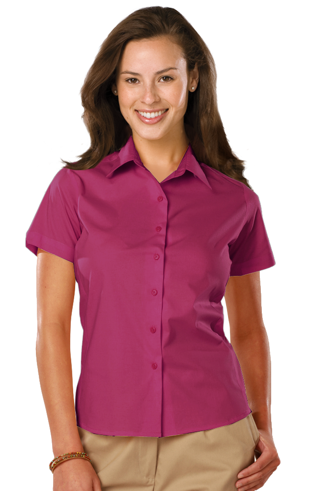 Blue Generation Ladies' Short-Sleeve Stretch Poplin Shirt-BG6218S