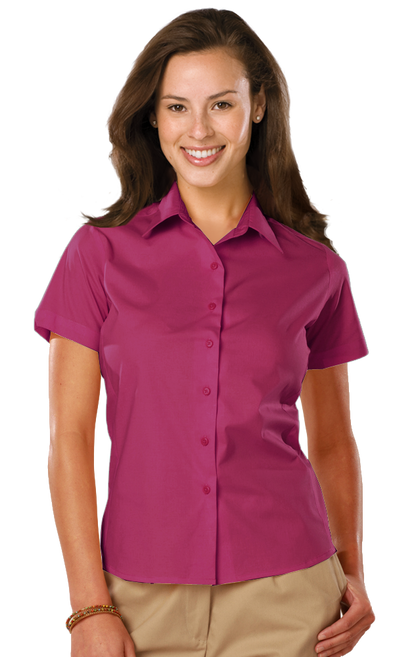 Blue Generation Ladies' Short-Sleeve Stretch Poplin Shirt-BG6218S