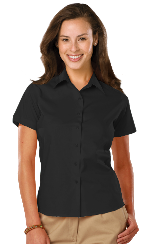 Blue Generation Ladies' Short-Sleeve Stretch Poplin Shirt-BG6218S