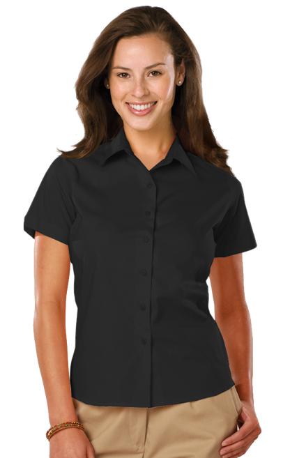 Blue Generation Ladies' Short-Sleeve Stretch Poplin Shirt-BG6218S