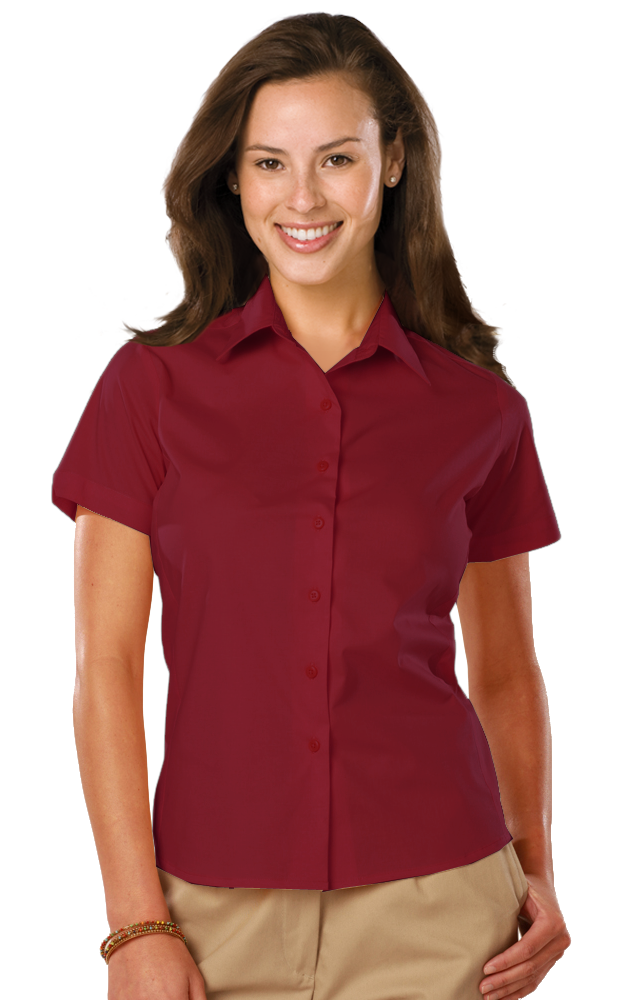 Blue Generation Ladies' Short-Sleeve Stretch Poplin Shirt-BG6218S