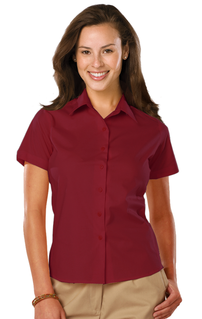 Blue Generation Ladies' Short-Sleeve Stretch Poplin Shirt-BG6218S