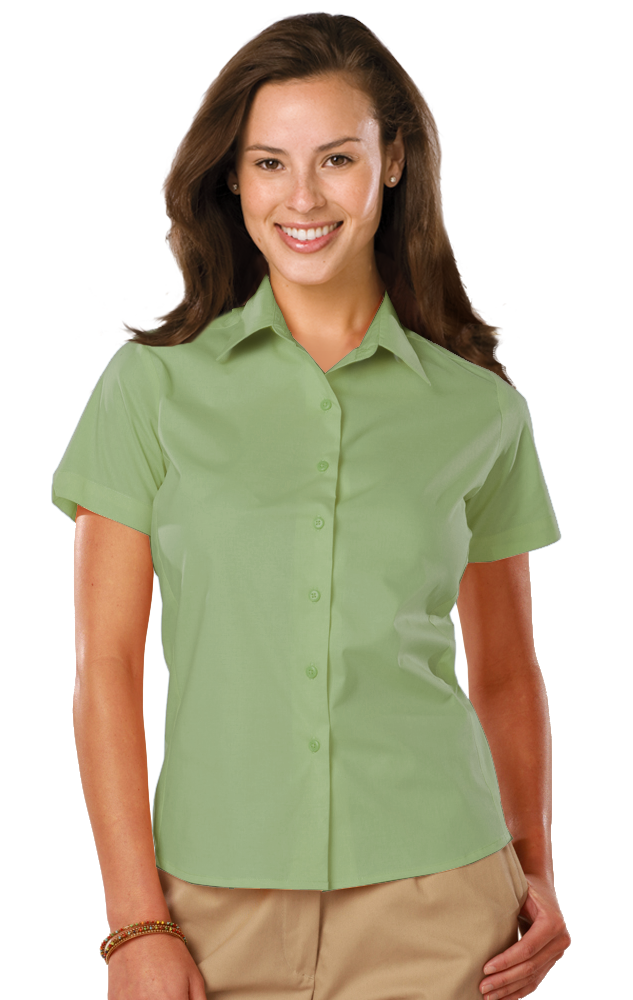 Blue Generation Ladies' Short-Sleeve Stretch Poplin Shirt-BG6218S