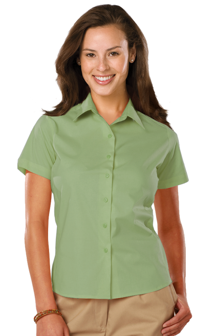 Blue Generation Ladies' Short-Sleeve Stretch Poplin Shirt-BG6218S
