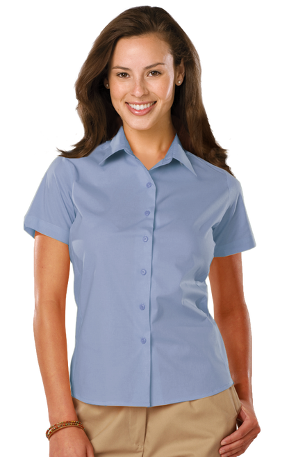 Blue Generation Ladies' Short-Sleeve Stretch Poplin Shirt-BG6218S