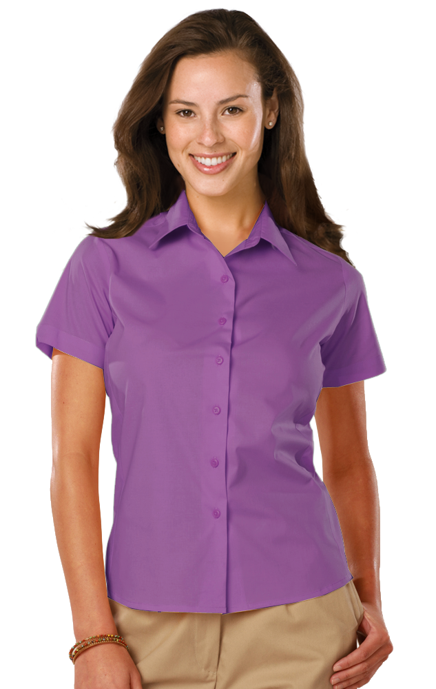 Blue Generation Ladies' Short-Sleeve Stretch Poplin Shirt-BG6218S