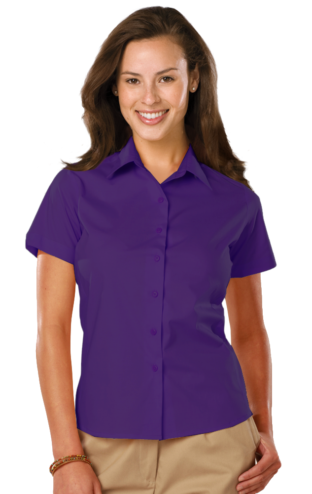 Blue Generation Ladies' Short-Sleeve Stretch Poplin Shirt-BG6218S