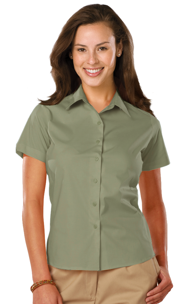 Blue Generation Ladies' Short-Sleeve Stretch Poplin Shirt-BG6218S