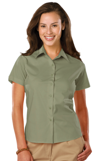 Blue Generation Ladies' Short-Sleeve Stretch Poplin Shirt-BG6218S