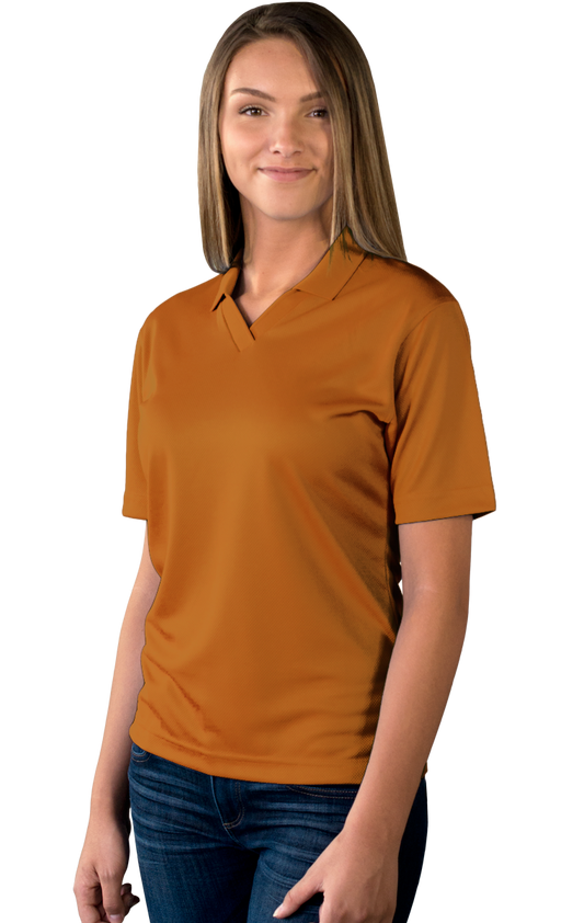 Blue Generation Ladies' Wicking V-Neck Polo-BG6219 -Burnt Orange